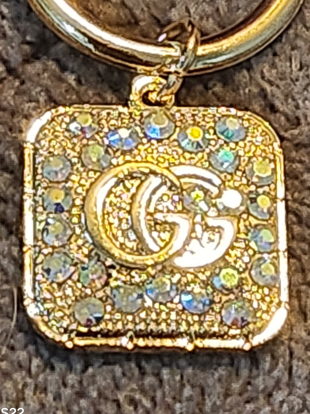 Gucci Gold Crystal GG Keychain Charm